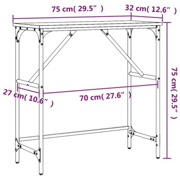STOLIK KONSOLOWY CZARNY 75X32X75CM