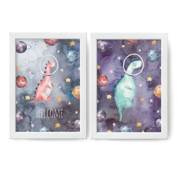Набор Плакатов 2 Детские Картинки А4 Dino Space