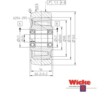 Ролик опорного колеса Linde PE 140/54-110/20 WICKE