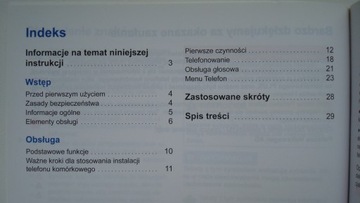 Руководство пользователя VW Bluetooth Polish для мобильного телефона VW Standard, PLUS