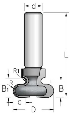 Frez do uchwytów meblowych d12 D28,6 h17,6 mm