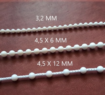 3 mb łańcuszek brązowy do rolet 4,5x6 mm grube kulki + łącznik - brąz