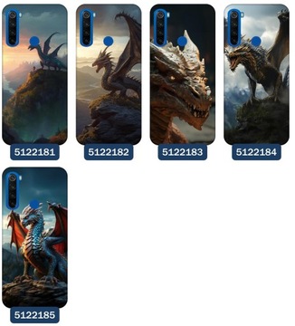 Etui do Xiaomi Redmi Note 8T Wzory Smoki Smok Dragon Fantasy