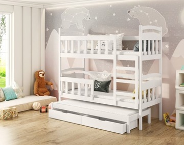 Łóżko piętrowe GABI 3 osobowe + materace 200x90 gratis