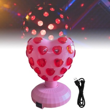 Disco Ball Lamp Compact Size RGB LED Strobe Light for Room pink love heart