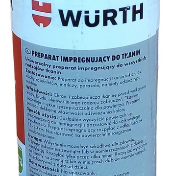 Пропитка для WURTH ПРОПИТКА ДЛЯ КАБРИОННОЙ КРЫШИ