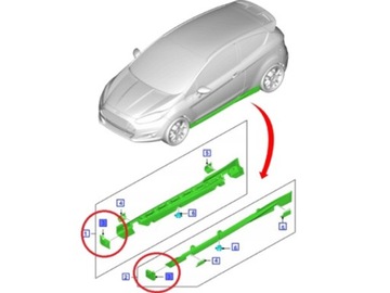 фото thumb №4, Заглушка защита боковая планки порога левая передняя ford fiesta mk7 st line