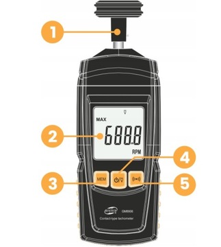 КОНТАКТНЫЙ ЖК-ТАХОМЕТР GM8906 тахометр оборотов до 99999 об/мин