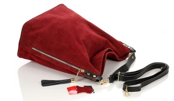 VERA PELLE Итальянская замшевая сумка BAG бордового цвета из натуральной кожи ZJ15