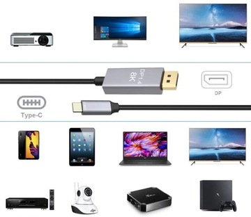 Кабель USB C — Displayport DP 1.4 8K 4K 240 Гц Mac