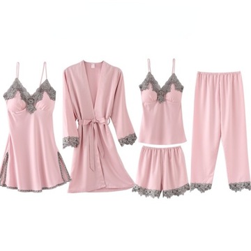 Купить 5шт атласная ночная пижама костюм хит розовый на Otpravka - цены и фото - доставка из Польши и стран Европы в Украину.
