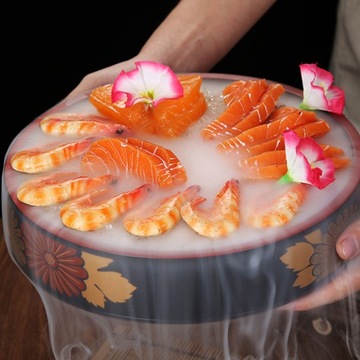 Wooden Round Tray Pallets Sushi Plate Snack Bowls