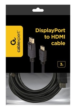 КАБЕЛЬ DisplayPort «папа» — «папа» HDMI DP КАБЕЛЬ HDMI FHD 3M, ЧЕРНЫЙ
