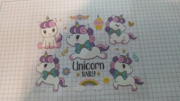 MGJ МАЛЕНЬКАЯ ЛИСТОВАЯ ТЕРМОНАКЛЕЙКА НАНЕСЕНИЕ УТЮГОМ UNICORN BABY J56