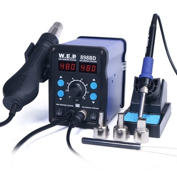 Паяльная станция HOTAIR WEP 898BD + лупа, жала, флюс, олово