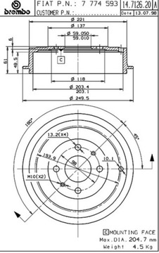 фото thumb №6, Барабани гальмівні brembo 14.7126.20 14712620