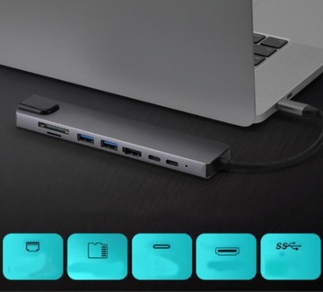 АДАПТЕР-концентратор 9-в-1 USB-C HDMI RJ45 Ethernet Устройство чтения карт SD Macbook M1 M2 M3