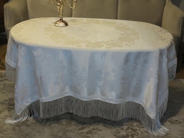 СПЕЦИАЛЬНЫЙ - WHITE BAW TABLECLOT - ШЕЛКОВЫЙ ДАМАСК СТРУЯЩАЯСЯ БАХОРКА 151/147+14