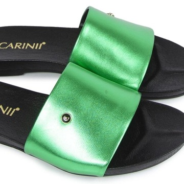 CARINII B9707 KLAPKI SKÓRZANE ZIELONE 39