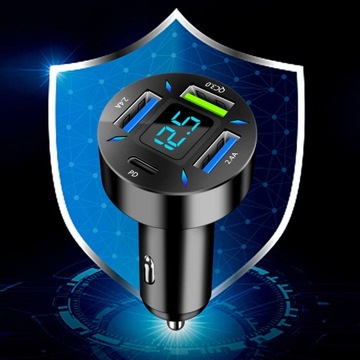 ŁADOWARKA SAMOCHODOWA DO AUTA 3x USB QC USB-C 66W MOCNA SZYBKIE ŁADOWANIE