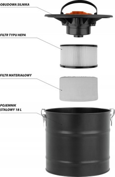 ПЫЛЕСОС ДЛЯ КАМИНА ASH 18L HEPA BLOWER