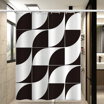 ZASŁONA PRYSZNICOWA WZORY GEOMETRYCZNE 80x180cm KURTYNA 24 SZT HACZYKI