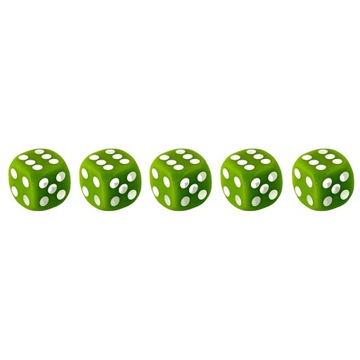 ZESTAW 5 KOSTEK K6 RPG KOŚĆ SZEŚCIOŚCIENNA ZIELONA 1,6 CM