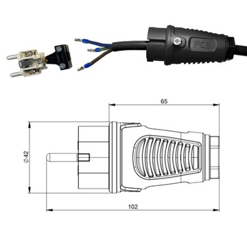 Przedłużacz gumowy OnPD H07RNF 3x1,5 3m TRÓJNIK