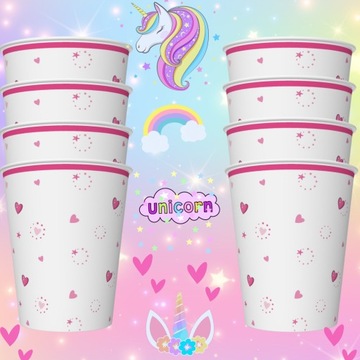 ZESTAW URODZINY UNICORN PAPIEROWE kubki KUBECZKI serwetki JEDNOROŻEC