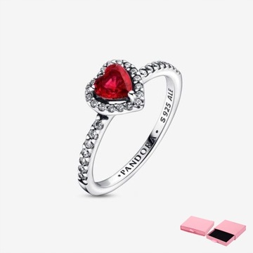 Серебряное кольцо 925 пробы с выпуклым красным сердцем