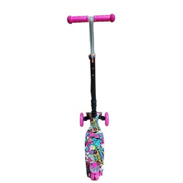 Складной трехколесный самокат Pepita — светодиодные колеса #розовый
