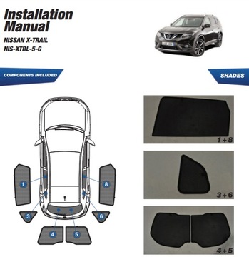 фото thumb №15, Шторки солнечный nissan x-trail 2014-2022 защитные накладки ролеты солнцезащитный
