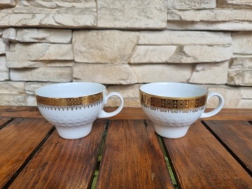 Filiżanki porcelana kubeczki sygnowane antyk retro zabytek PRL KAHLA 2 szt