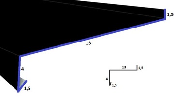 НАРУЖНЫЙ ПОДОКОН, длина 1,95 м, ЧЕРНЫЙ матовый ral 9005