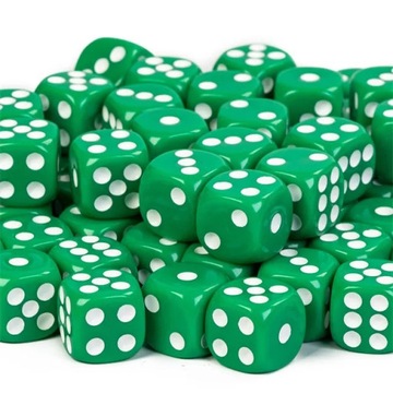 ZESTAW 2 KOSTEK K6 RPG ZIELONA KOŚĆ SZEŚCIOŚCIENNA 1,1 CM