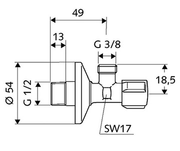 УГЛОВОЙ КЛАПАН SCHELL COMFORT 1/2 x 3/8 дюйма