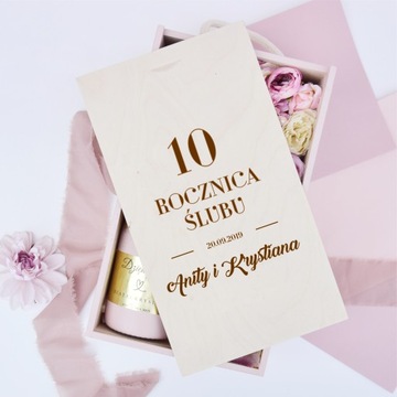 PREZENT ŚLUBNY Skrzynka na wino ROCZNICA ŚLUBU prezent grawerowany