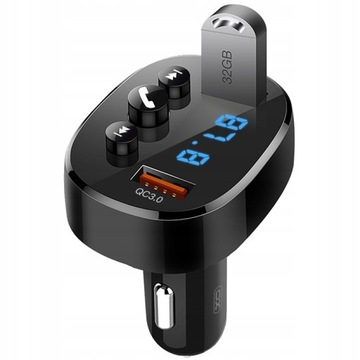 FM-ПЕРЕДАТЧИК BLUETOOTH QC 3.0 ЗАРЯДНОЕ УСТРОЙСТВО 2xUSB 20 Вт