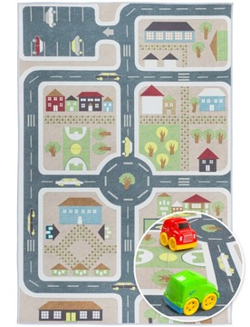 DYWAN DZIECIĘCY DROGA MIASTO ULICZKI MATA EDUKACYJNA KIDS 100x150cm SZARY