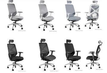 Fotel ergonomiczny Hero biały korpus szary front
