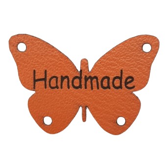 Этикетка из эко-кожи, нашивка, надпись Handmade Butterfly, 1 шт.