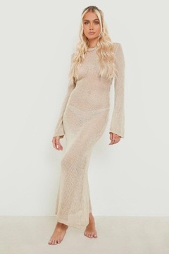 Boohoo женское бежевое пляжное платье макси М