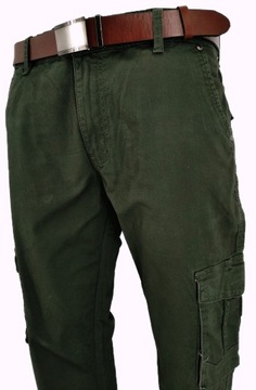BOJÓWKI MĘSKIE SPODNIE KHAKI ZIELONE W35 90-93 CM