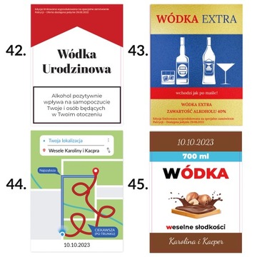 Etykiety na wódkę Weselną SWÓJ NAPIS śmieszne x10