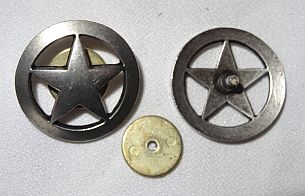 GWIAZDA odznaka 29mm stare srebro znaczek przypinka na śrubkę