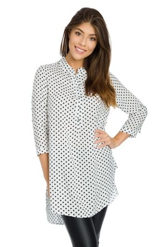 Luźna elegancka TUNIKA OVERSIZE groszki roz - 52