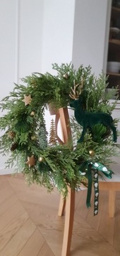 Зимний рождественский венок Green Reindeer 60 см зелено-золотой венок