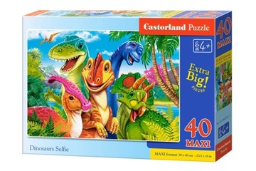PUZZLE 40 MAXI UKŁADANKA DLA DZIECI KOLOROWE DINOZAURY ZWIERZĘTA 4+ CASTOR
