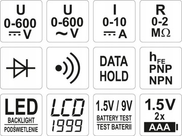 УНИВЕРСАЛЬНЫЙ ИЗМЕРИТЕЛЬ YATO ЦИФРОВОЙ МУЛЬТИМЕТР РУЧНОЙ РАБОТЫ BUZER TESTER YT-73081