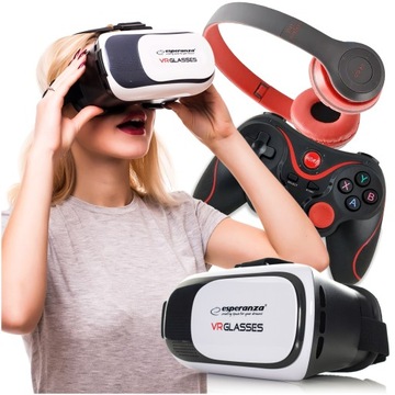 ОЧКИ VR 3D ОЧКИ ДЛЯ ВАШЕГО СМАРТФОНА НАУШНИКИ BLUETOOTH ГЕЙМПАД ПУЛЬТ ПУЛЬТА